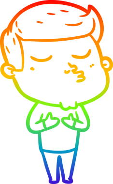 Gökkuşağı gradyan çizgi çizimi Bir insan tarafından çizilen çizgi film modeli adam