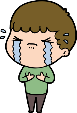 Bir insan tarafından çizilmiş ağlayan çizgi film adamı.