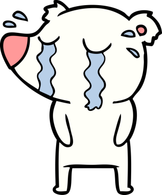 Bir insan tarafından çizilmiş üzgün küçük kutup ayısı çizgi filmi.