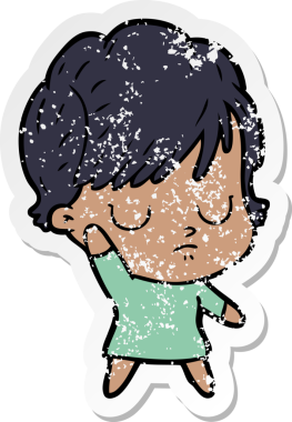 Bir insan tarafından çizilmiş karikatür bir kadının sıkıntılı çıkartması.