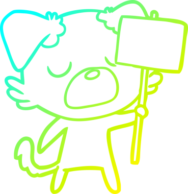 Bir insan tarafından çizilen çizgi film köpeğinin soğuk gradyan çizgisi.