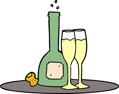 Bir insan tarafından çizilmiş şampanya tepsisi.