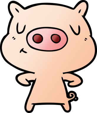 Bir insan tarafından çizilmiş çizgi film içerikli domuz.