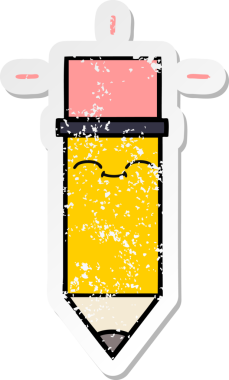 Bir insan tarafından çizilmiş şirin bir karikatür kaleminin sıkıntılı çıkartması.