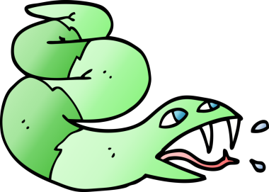 vektör gradyan çizim karikatür tıslayan yılan bir insan tarafından çizildi