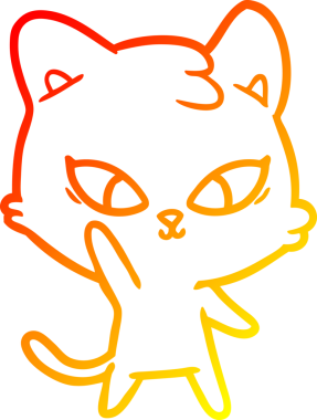 Bir insan tarafından çizilmiş sevimli bir çizgi film kedisinin sıcak çizgi çizgisi.
