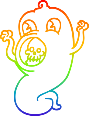 Gökkuşağı gradyan çizgisi bir insan tarafından çizilmiş ürkütücü bir çizgi film hayaleti.