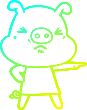 Bir insan tarafından çizilmiş kızgın bir domuzun soğuk çizgi çizimi.