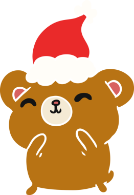 Bir insan tarafından çizilmiş Kawaii ayısının el çizimi Noel karikatürü.