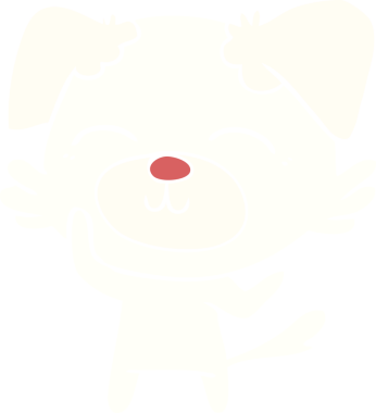 Bir insan tarafından çizilmiş düz renkli çizgi film köpeği.