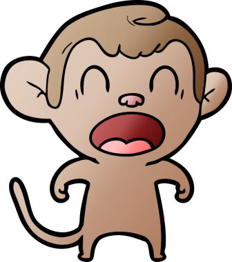 Bir insan tarafından çizilmiş bağıran çizgi maymun.