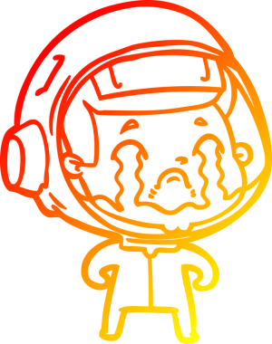 Bir insan tarafından çizilmiş, ağlayan bir astronotun sıcak çizgi çizimi