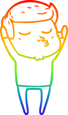 Gökkuşağı gradyan çizgi çizimi Bir insan tarafından çizilen çizgi film modeli adam