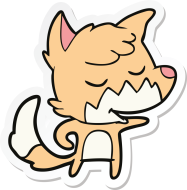 Bir insan tarafından çizilmiş dost canlısı bir tilkinin çıkartması.