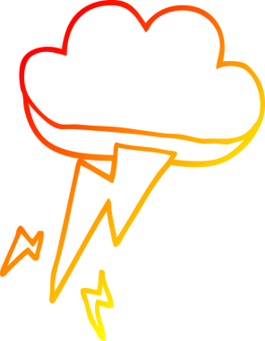 Bir çizgi film gökgürültüsü ve bir insan tarafından çizilen ışık çizimi.