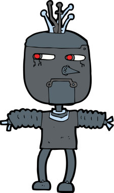 Bir insan tarafından çizilmiş çizgi film robotu