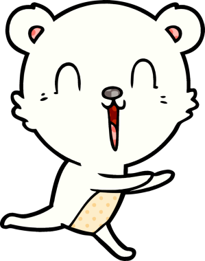 Bir insan tarafından çizilmiş mutlu kutup ayısı karikatürü