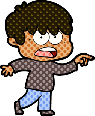 Bir insan tarafından çizilmiş endişeli çizgi film çocuğu.