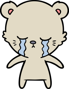 Bir insan tarafından çizilmiş ağlayan ayı karikatürü.