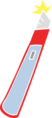 Bir insan tarafından çizilmiş düz renk çizim bıçağı.