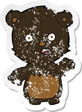 Bir insan tarafından çizilmiş siyah ayı yavrusu sallayan bir çizgi filmin gerilimli yapıştırması.