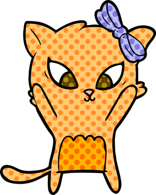 Bir insan tarafından çizilmiş çizgi film kedisi.