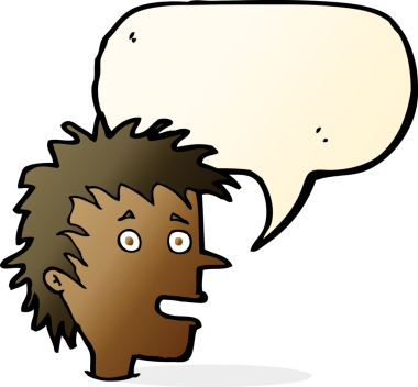 Bir insan tarafından çizilmiş konuşma balonu olan heyecanlı bir çocuk.