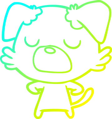 Bir insan tarafından çizilen çizgi film köpeğinin soğuk gradyan çizgisi.