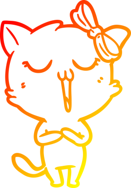 Bir insan tarafından çizilmiş çizgi film kedisinin sıcak çizgi çizimi