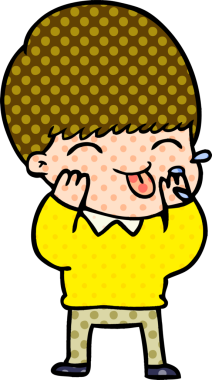 Bir insan tarafından çizilmiş ahududu üfleyen çizgi film çocuğu.