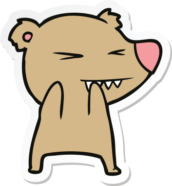 Bir insan tarafından çizilmiş kızgın bir ayı çizgi filminin çıkartması.