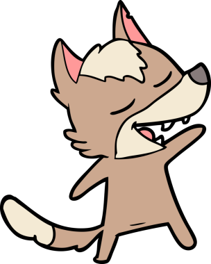 Bir insan tarafından çizilmiş gülen bir kurt.