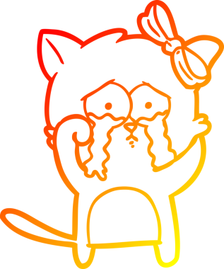 Bir insan tarafından çizilmiş çizgi film kedisinin sıcak çizgi çizimi