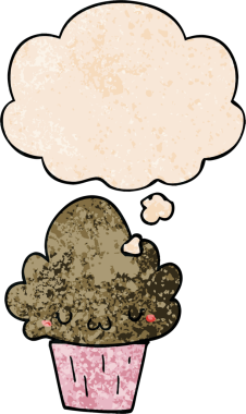 Bir insan tarafından çizilmiş, üzerinde düşünce kabarcığı olan çizgi film keki.