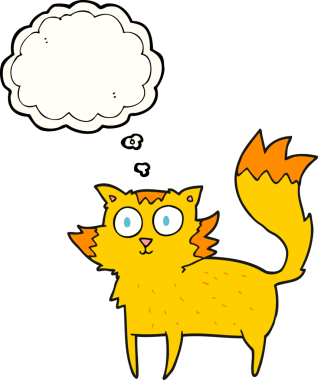 Bir insan tarafından çizilmiş serbest çizim baloncuk çizgi film kedisi.