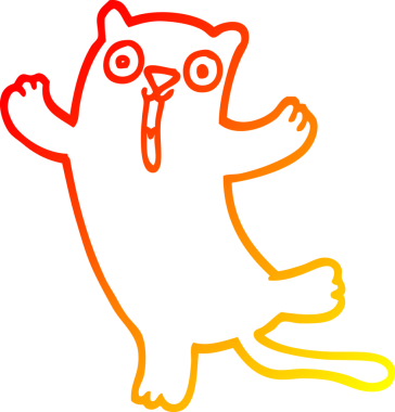 Bir insan tarafından çizilen mutlu çizgi bir kedinin sıcak gradyan çizimi