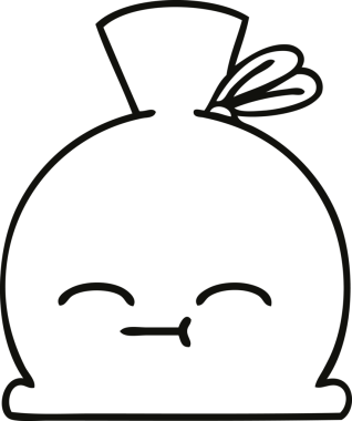 Bir insan tarafından çizilmiş çuval karikatürü.