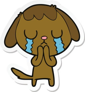 Bir insan tarafından çizilmiş şirin bir köpeğin çıkartması.