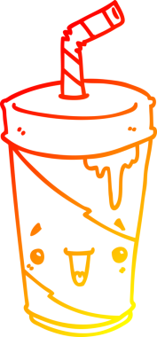 Bir insan tarafından çizilmiş güzel bir karikatür gazozunun sıcak çizgi çizimi