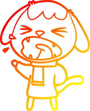 Bir insan tarafından çizilmiş sevimli bir köpeğin sıcak çizgi çizgisi.