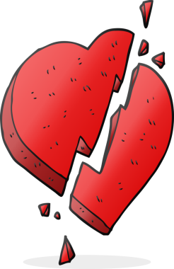 Bir insan tarafından çizilmiş kırık kalp sembolü.