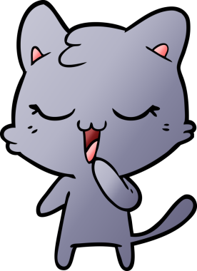 Bir insan tarafından çizilmiş mutlu çizgi film kedisi.