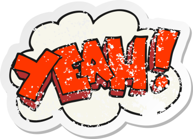 Evet bir çizgi filmin gerilimli retro çıkartması. Bir insan tarafından çizilmiş.