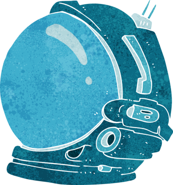 Bir insan tarafından çizilmiş astronot miğferi.