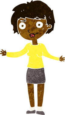 Bir insan tarafından çizilmiş, kafası karışık bir kadın.