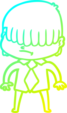 Bir insan tarafından çizilmiş dağınık saçlı bir çizgi film çocuğu çizimi.