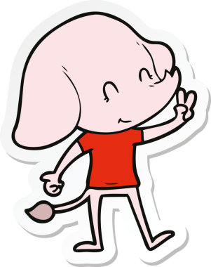 Bir insan tarafından çizilmiş şirin bir fil çıkartması.