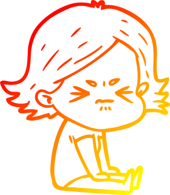 Bir insan tarafından çizilmiş kızgın bir kızın sıcak çizgi çizimi