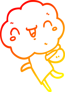 Bir insan tarafından çizilmiş sevimli bir karikatür bulutu kafası çizimi.