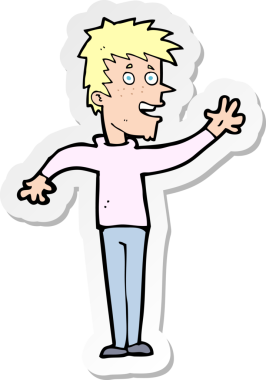 Bir insan tarafından çizilmiş mutlu bir çocuğun çıkartması.